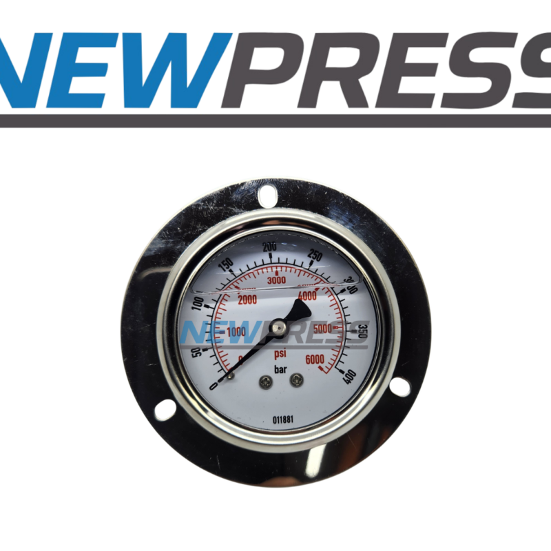 Manômetro Pressão 400 Bar 6000 Psi Horizontal Com Flange - NEWPRESS