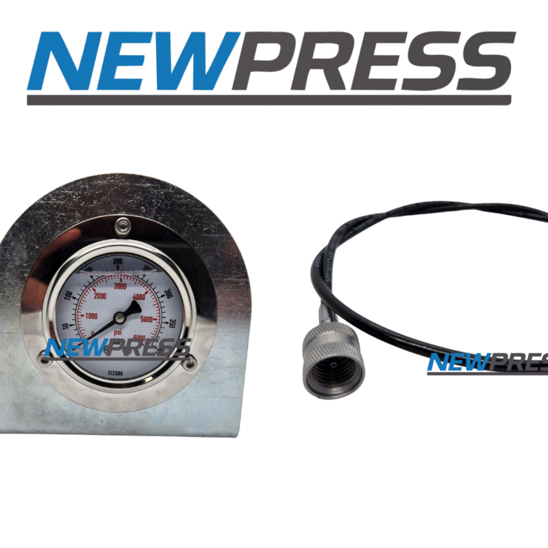 Manômetro Pressão 0 A 400 Bar 1/4'' Bsp Traseira + Suporte + Mangueira Capilar NEWPRESS
